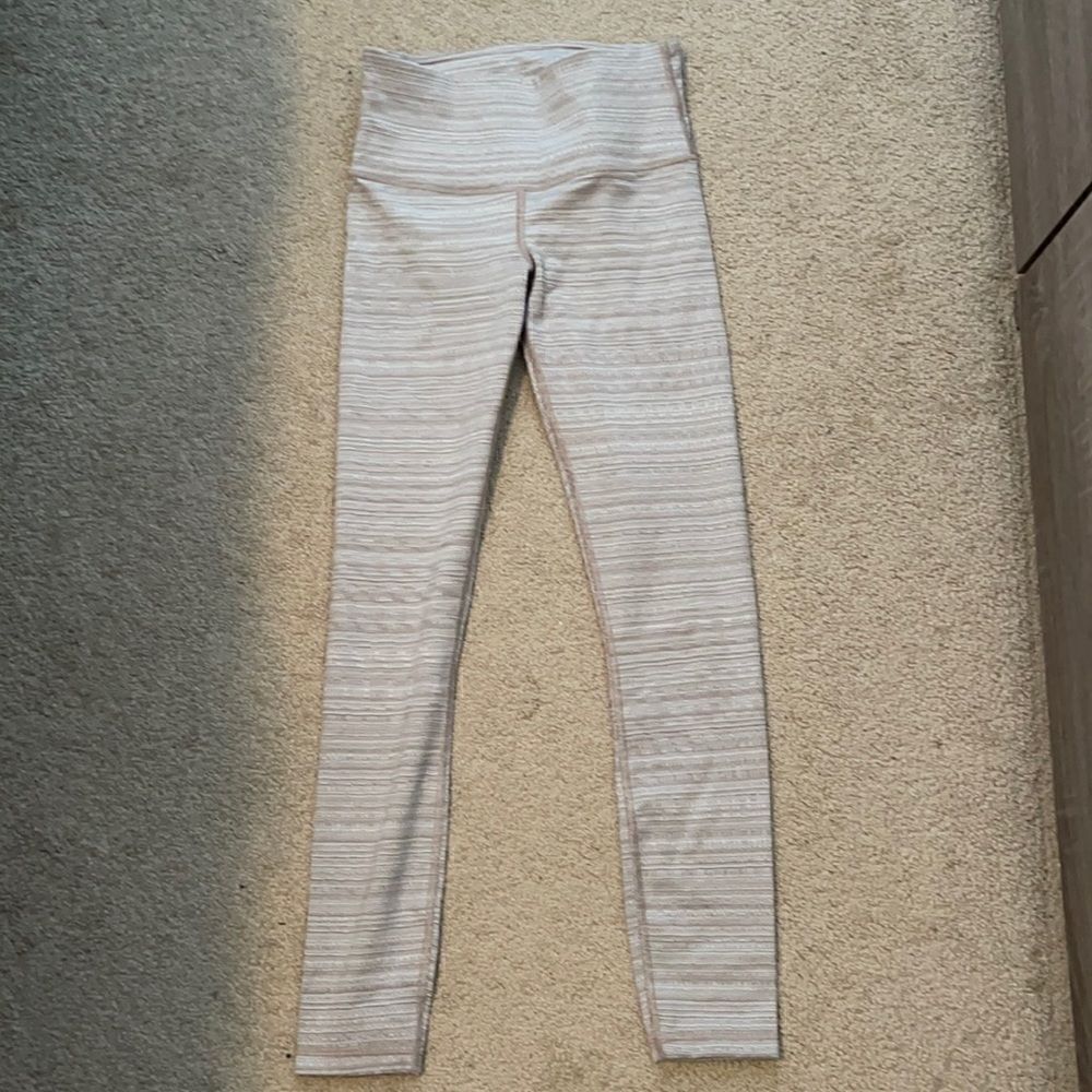 Athleta Cream and white Woven Legging XXS